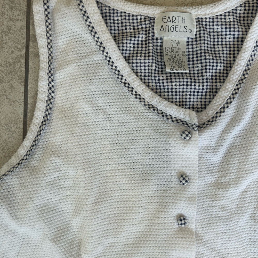 White tank top, with gingham accents